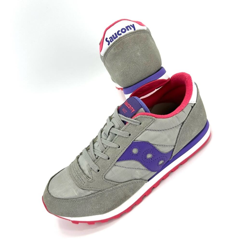 Saucony Jazz Original Big Kids Athletic Shoe/Sneaker Size 4.5 Gray Purple Suede